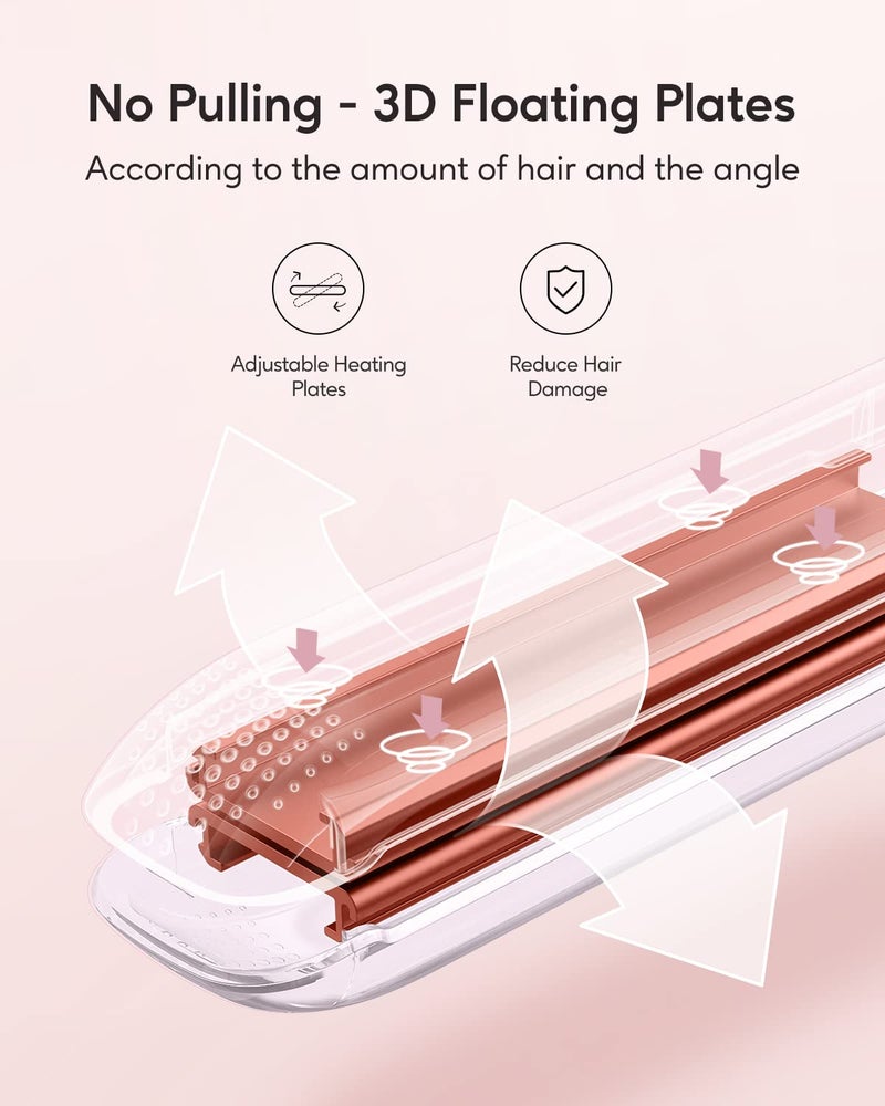 wavytalk مكواة شعر، مكواة مسطحة من التيتانيوم النقي 100%، مكواة شعر ذات جهد مزدوج تخلق شعرًا حريريًا على الفور، مكواة مسطحة 1 بوصة 170℉-450℉ - Image 5